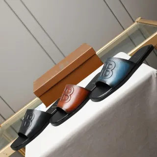 Burberry Logo Slide Black Brown Blue Gradient Slippers