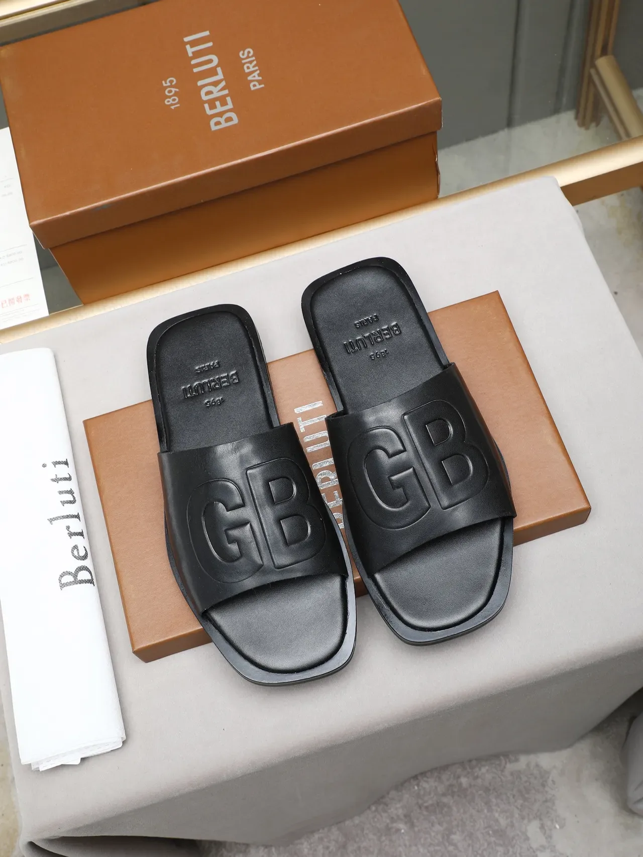 Burberry Logo Slide Noir Marron Bleu Gradient 2