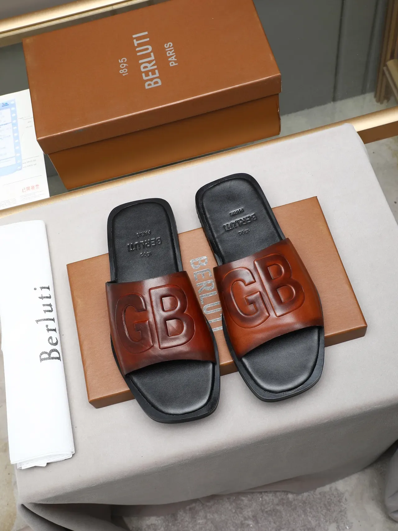 Burberry Logo Slide Noir Marron Bleu Gradient 4