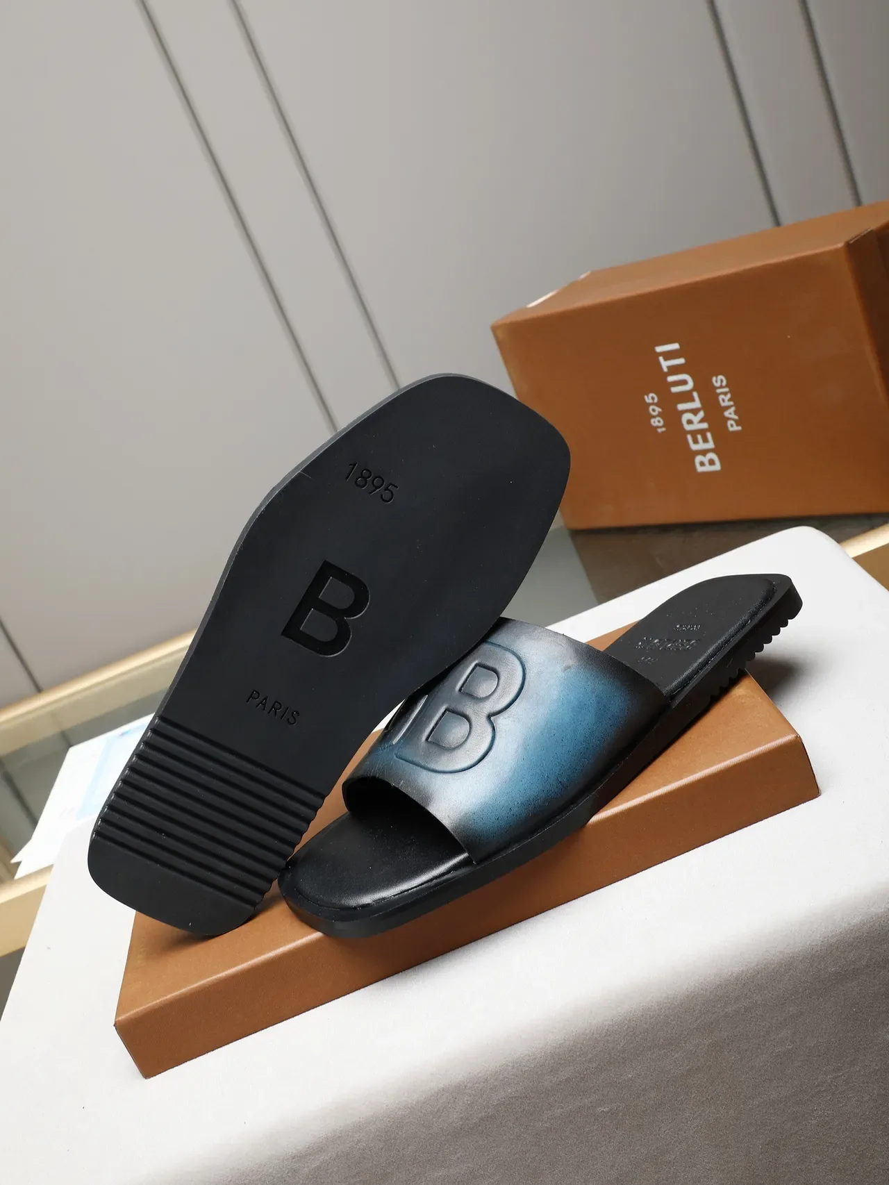 Burberry Logo Slide Noir Marron Bleu Gradient 6