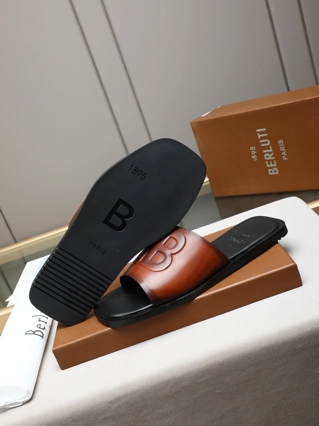 Burberry Logo Slide Noir Marron Bleu Gradient 7