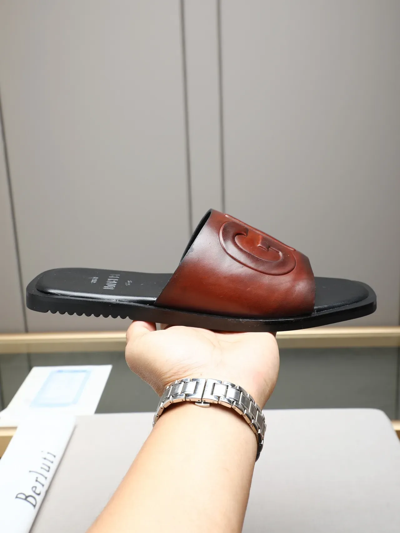 Burberry Logo Slide Noir Marron Bleu Gradient 10