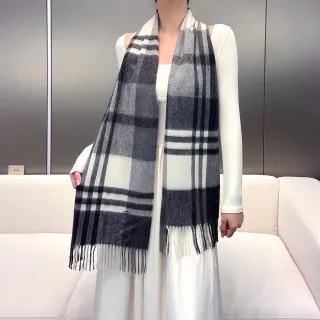 Burberry Nova Check Black White Gray Cashmere وشاح