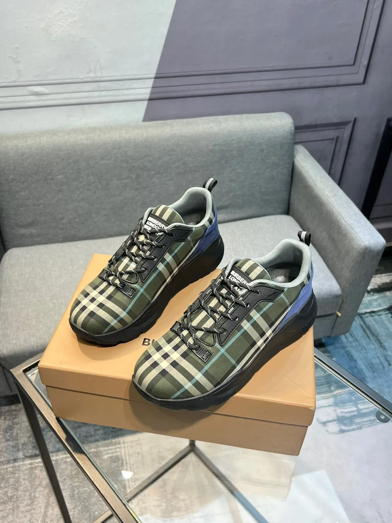 Burberry Plaid Upper Lace-Up Lifestyle Sneakers 2