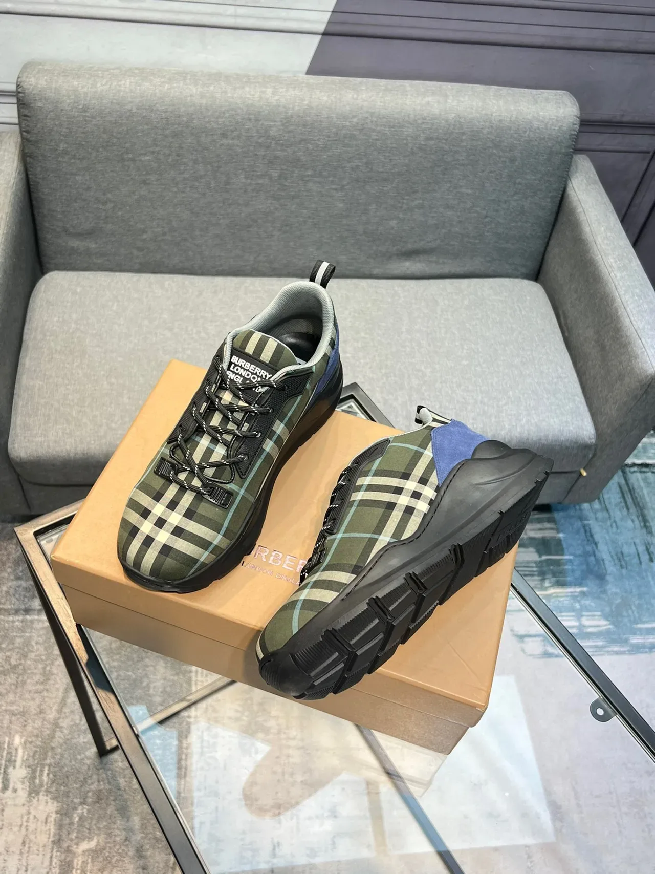 Burberry Plaid Upper Lace-Up Lifestyle Sneakers 3