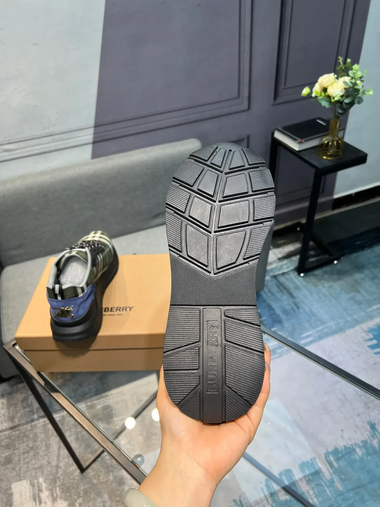 Burberry Plaid Upper Lace-Up Lifestyle Sneakers 7