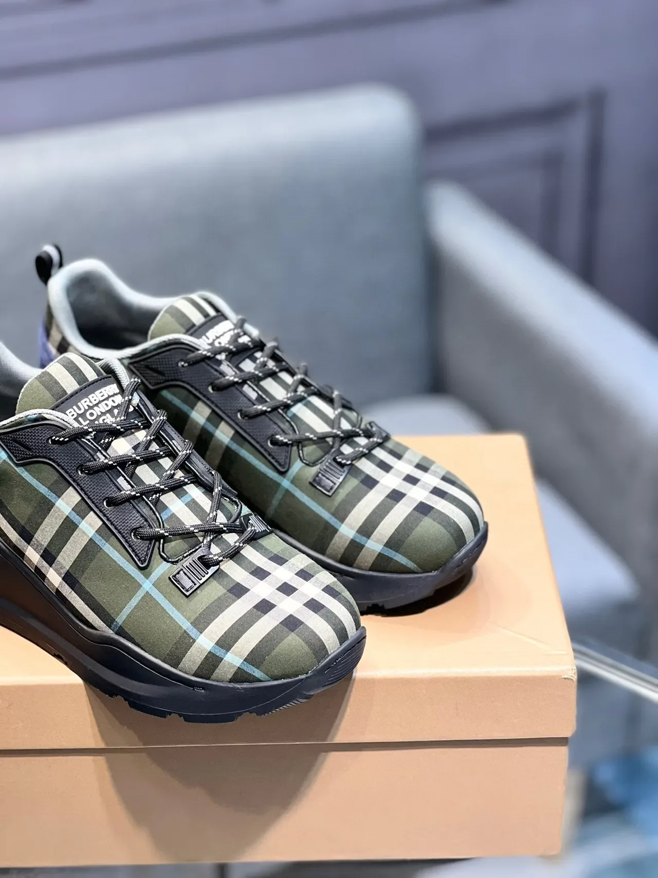 Burberry Plaid Upper Lace-Up Lifestyle Sneakers 8