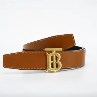 Burberry TB Monogram भूरा सोना दो-तरफा बक़ल चमड़े का बेल्ट