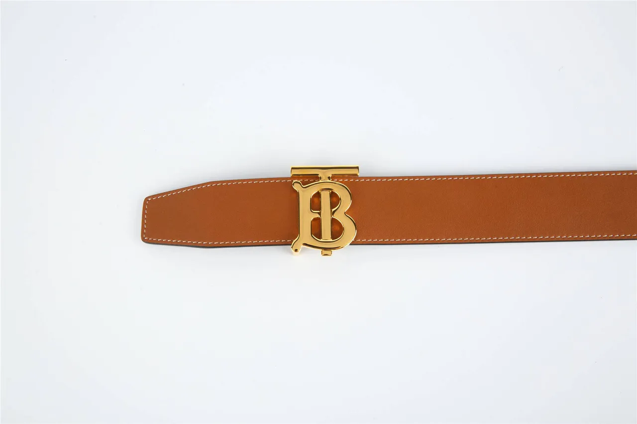Burberry TB Monogram Cinto Marrom Dourado reversível Fivela Couro Cinto 4
