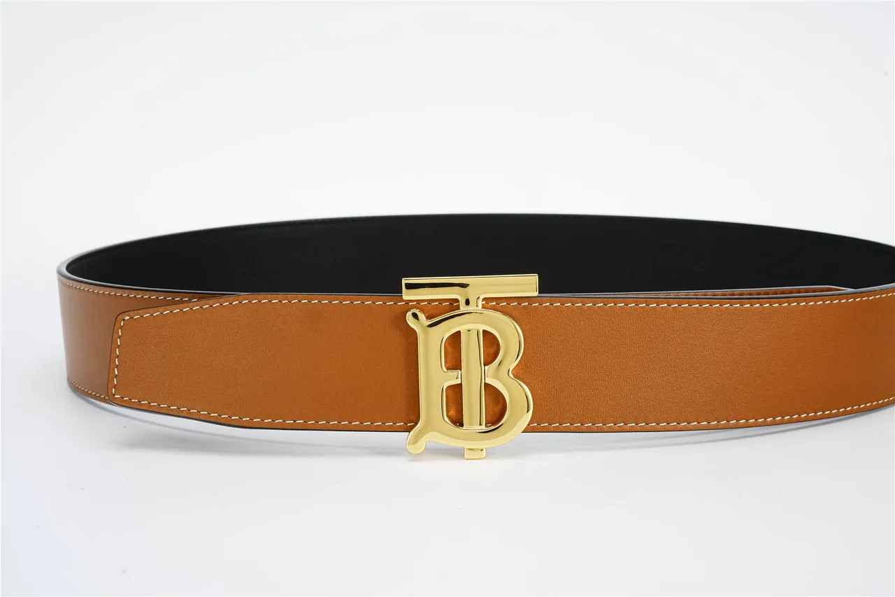 Burberry TB Monogram Cinto Marrom Dourado reversível Fivela Couro Cinto 11