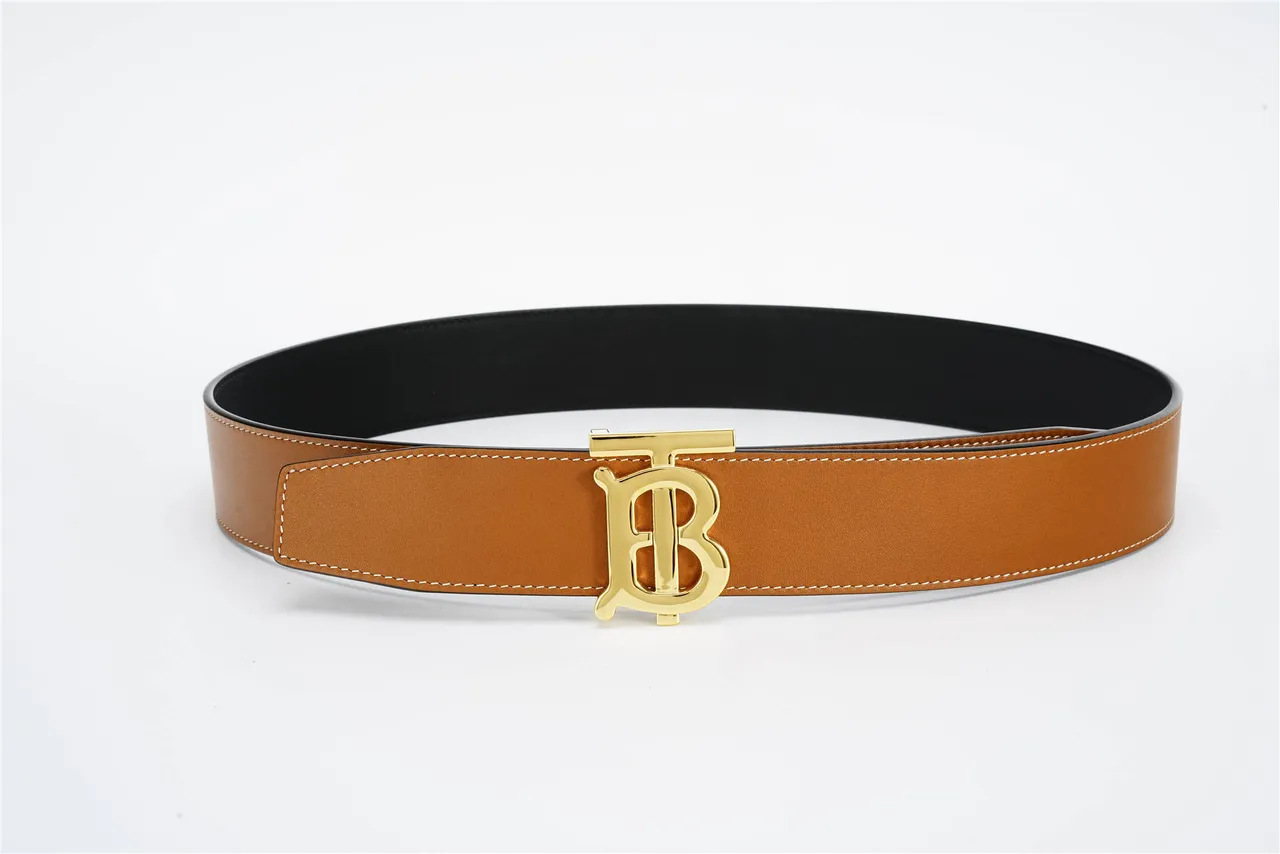 Burberry TB Monogram Cinto Marrom Dourado reversível Fivela Couro Cinto 12