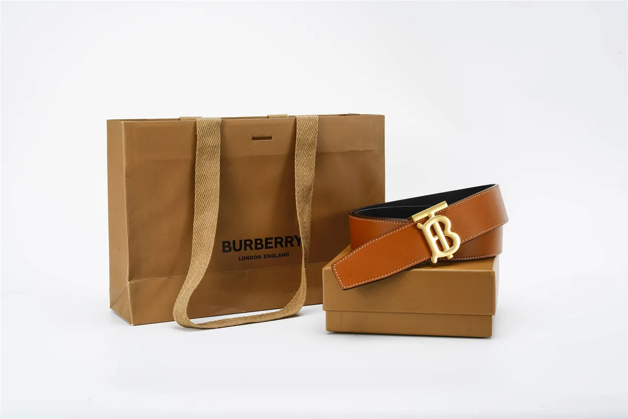 Burberry TB Monogram Cinto Marrom Dourado reversível Fivela Couro Cinto 15
