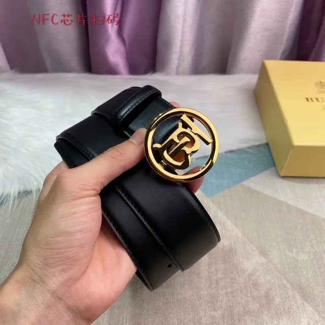 Burberry TB Monogram Black Leather Belt 8