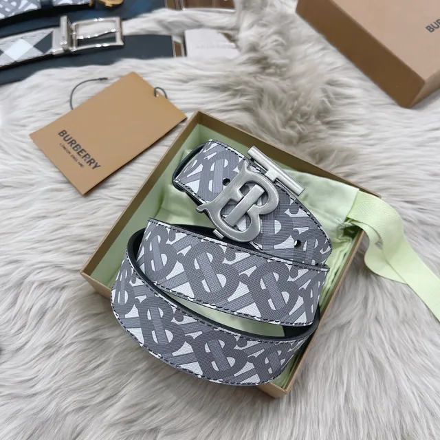 Burberry TB Monogram 可逆皮革腰带 5