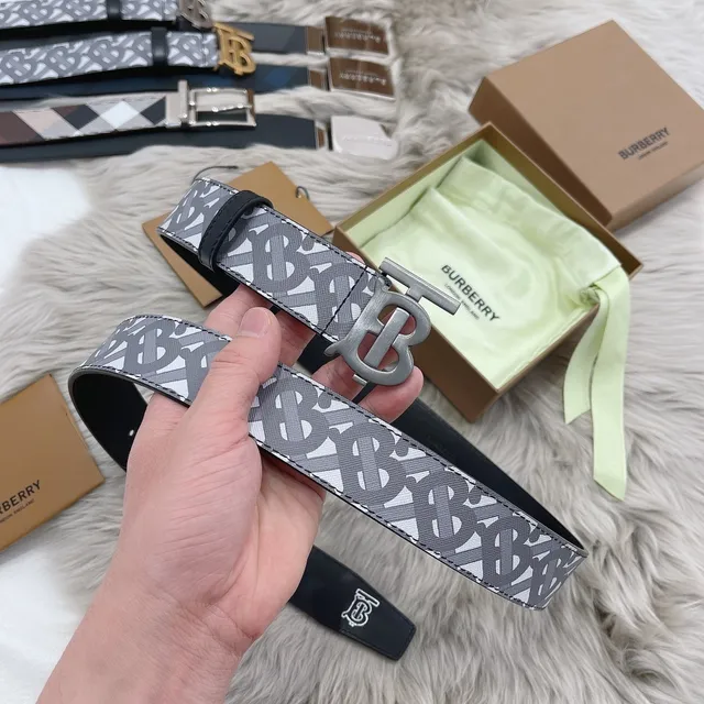 Burberry TB Monogram 可逆皮革腰带 6