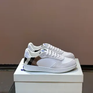 Burberry White Beige Low-Top Mixed-Material Lifestyle Sneakers
