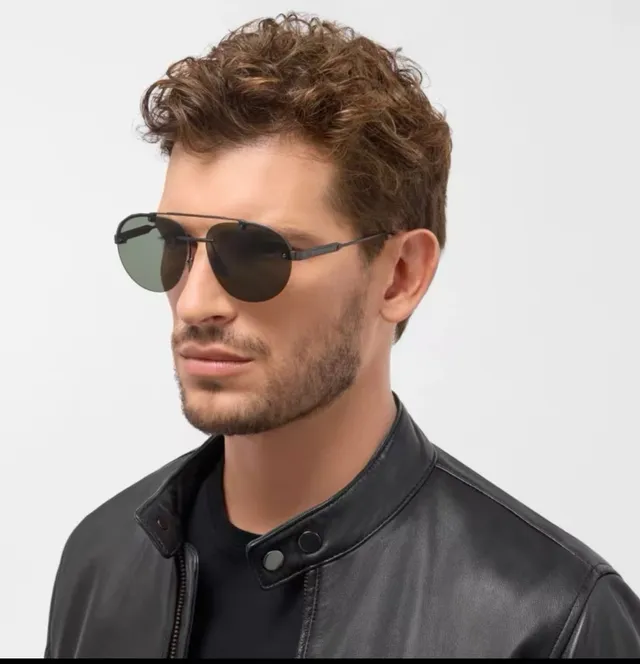 Bvlgari Aviator Lunettes de Soleil Matte Gunmetal Lentille Verte 5
