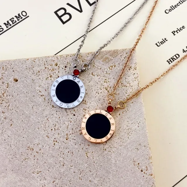Bvlgari B.zero1 Collier Pendentif Logo Circular Noir Rouge Gravé Rim de Marque 2