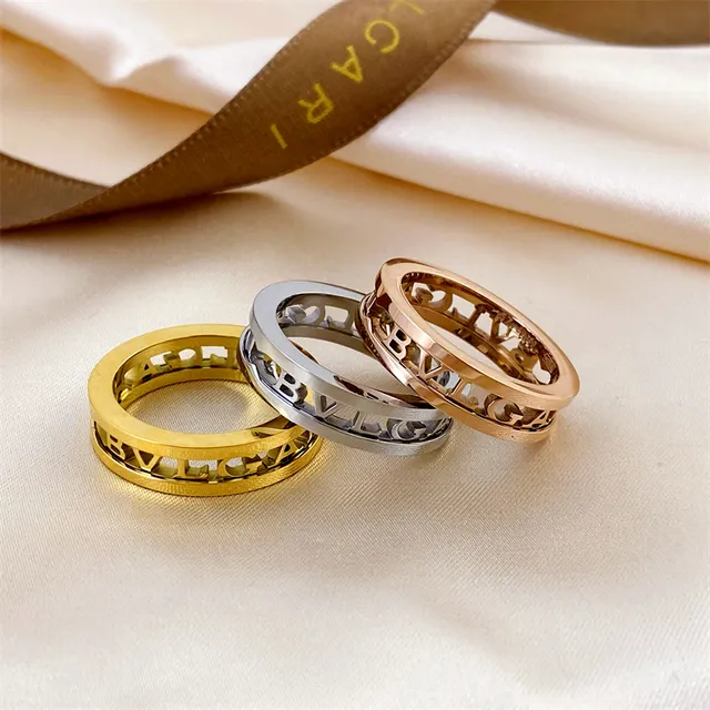 Bvlgari B.zero1 Double-Band Openwork Logo Gold Ring 2