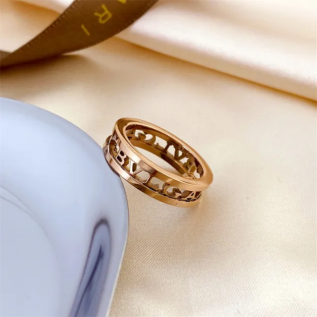 Bvlgari B.zero1 Double-Band Openwork Logo Gold Ring 3