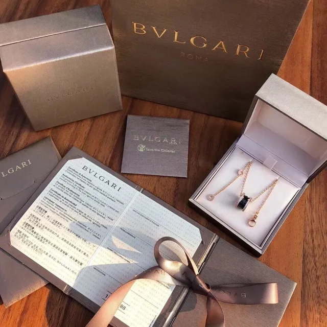 Bvlgari B.zero1 Multi-Band Collier Diamants Or Rose Céramique Noire 6
