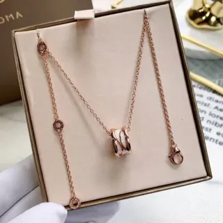 Bvlgari B.zero1 গোলাপি সোনা এবং সাদা সিরামিক হার