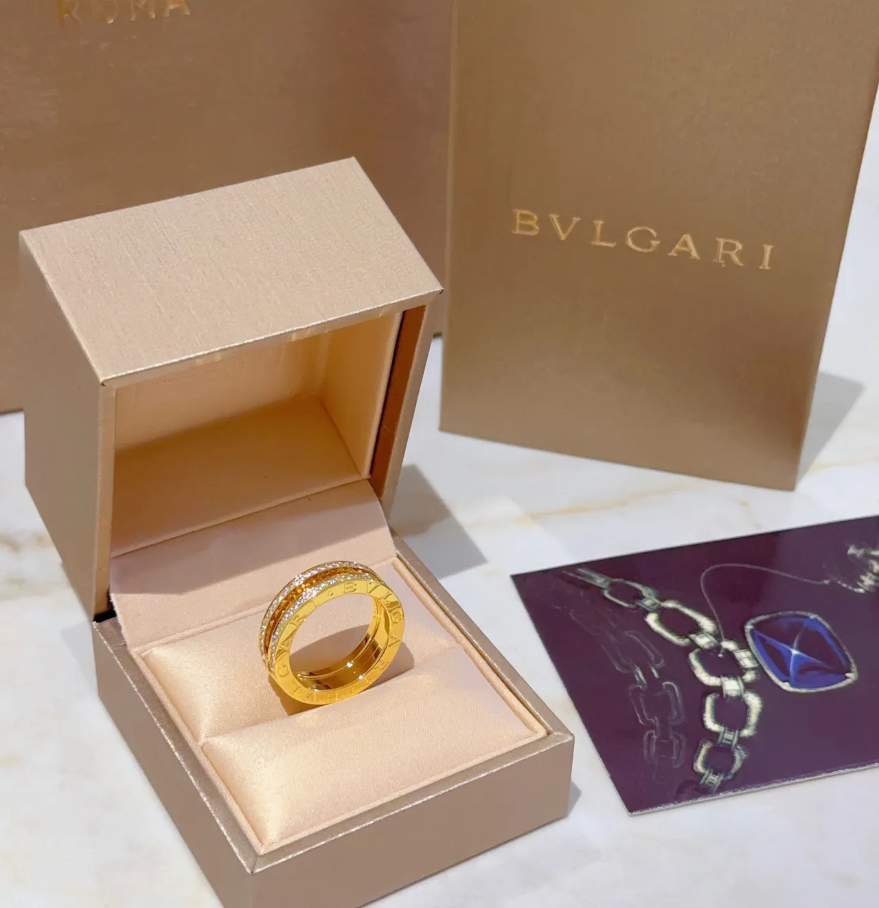 Bvlgari B.zero1 Triple Band Pavé Diamond Gold Ring 3