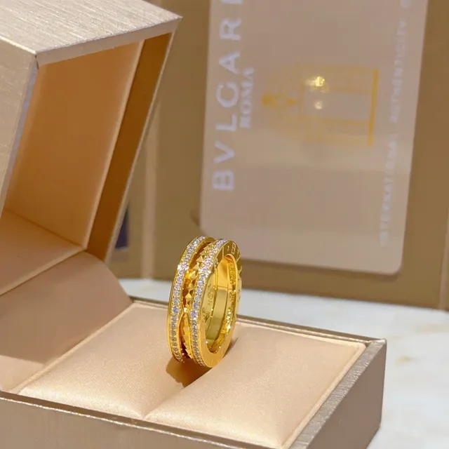 Bvlgari B.zero1 Triple Band Pavé Diamond Gold Ring 6
