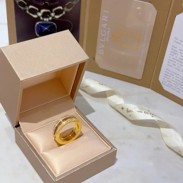 Bvlgari B.zero1 Triple Band Pavé Diamond Gold Ring 7