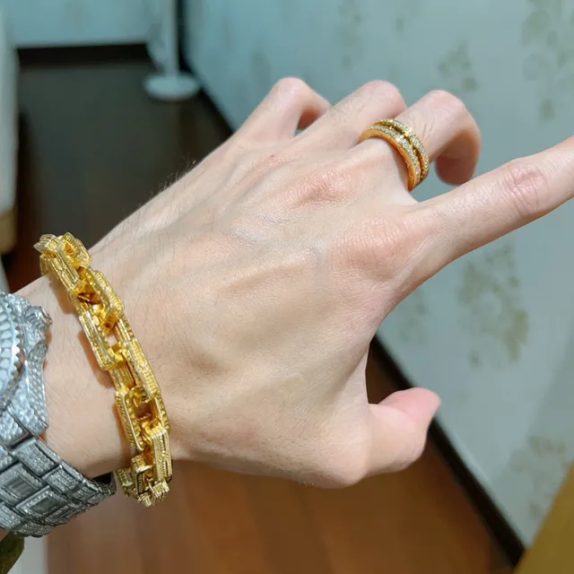 Bvlgari B.zero1 Triple Band Pavé Diamond Gold Ring 8