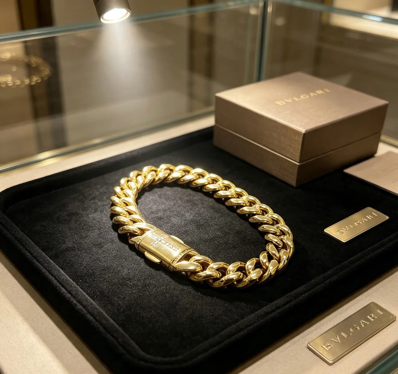 Bvlgari Bracelet Curb Link Or lourd poli jaune 4
