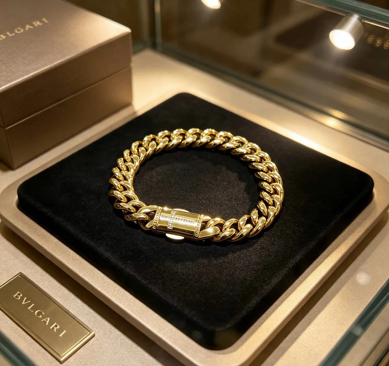 Bvlgari Bracelet Curb Link Or lourd poli jaune 6