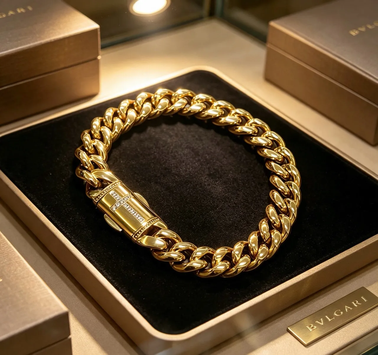 Bvlgari Bracelet Curb Link Or lourd poli jaune 7