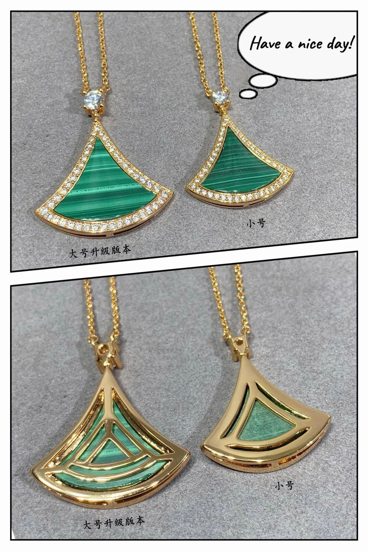 Bvlgari Fan collier pendentif en malachite et diamants 9