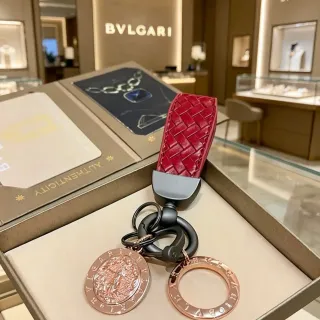 Bvlgari गुलाबी सोना बुना हुआ चमड़ा सिक्का कंगन