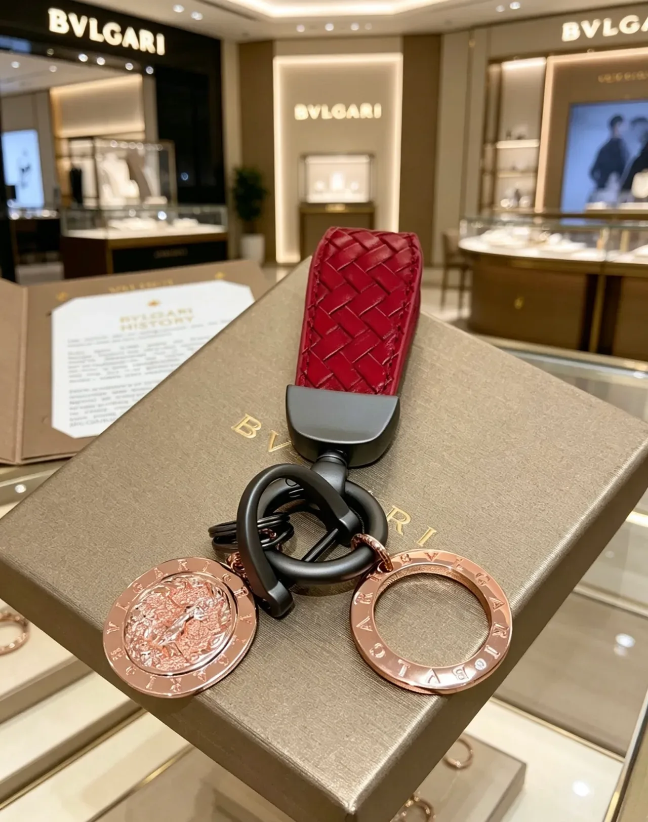 Bvlgari Bracelet Or Rose Cuir Tressé Charms Monnaies 3