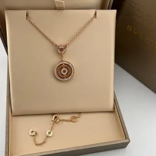 Bvlgari Rose Gold Pavé Diamond Concentric Circle Necklace