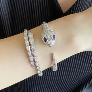 Bvlgari Serpenti Diamond and Sapphire Snake Head Bracelet