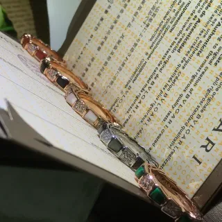 Bvlgari Serpenti Gold Multicolor Articulated Segmented Pavé Diamond Accents Bracelet