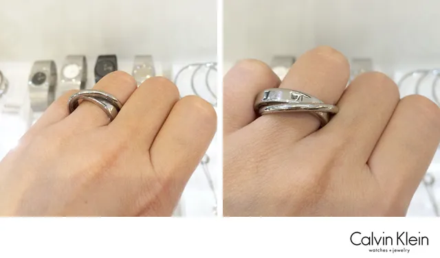 Calvin Klein Interlock Polished Silver-Tone Interlocking Rings 2