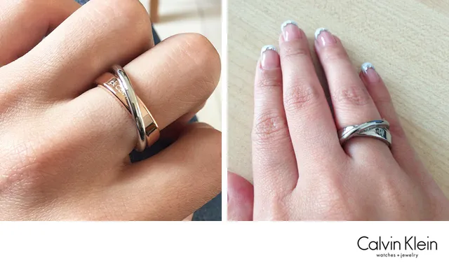 Calvin Klein Interlock Polished Silver-Tone Interlocking Rings 7