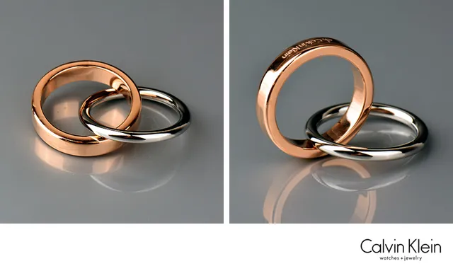 Calvin Klein Interlock Polished Silver-Tone Interlocking Rings 10
