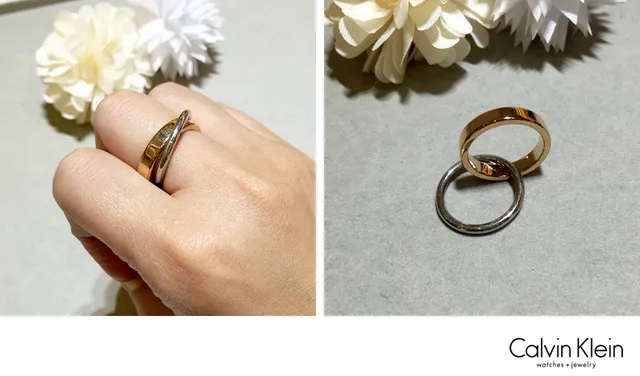 Calvin Klein Interlock Polished Silver-Tone Interlocking Rings 12