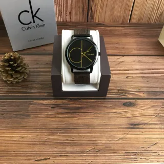 Calvin Klein Minimalist Black Dial Gold Logo Quartz Watch