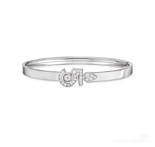 Cartier em ouro e prata Pavé-Diamond Numeral bracelete rígido 8