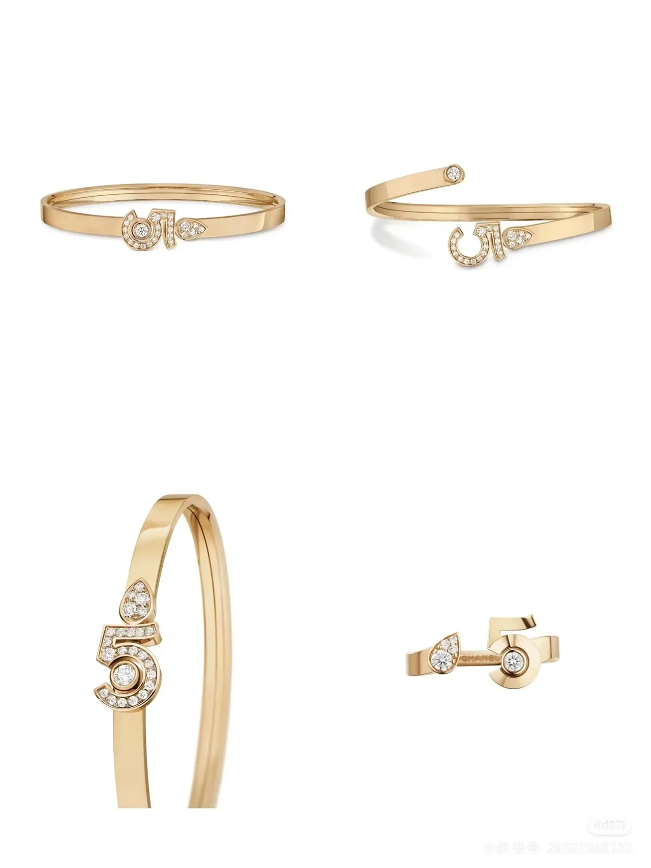 Cartier em ouro e prata Pavé-Diamond Numeral bracelete rígido 9
