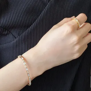 Cartier Gold White Geometric Alternating Stone Bracelet