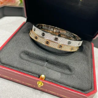 Cartier Juste un Clou Double Tour Pavé الماس ذهب ثنائي اللون سوار