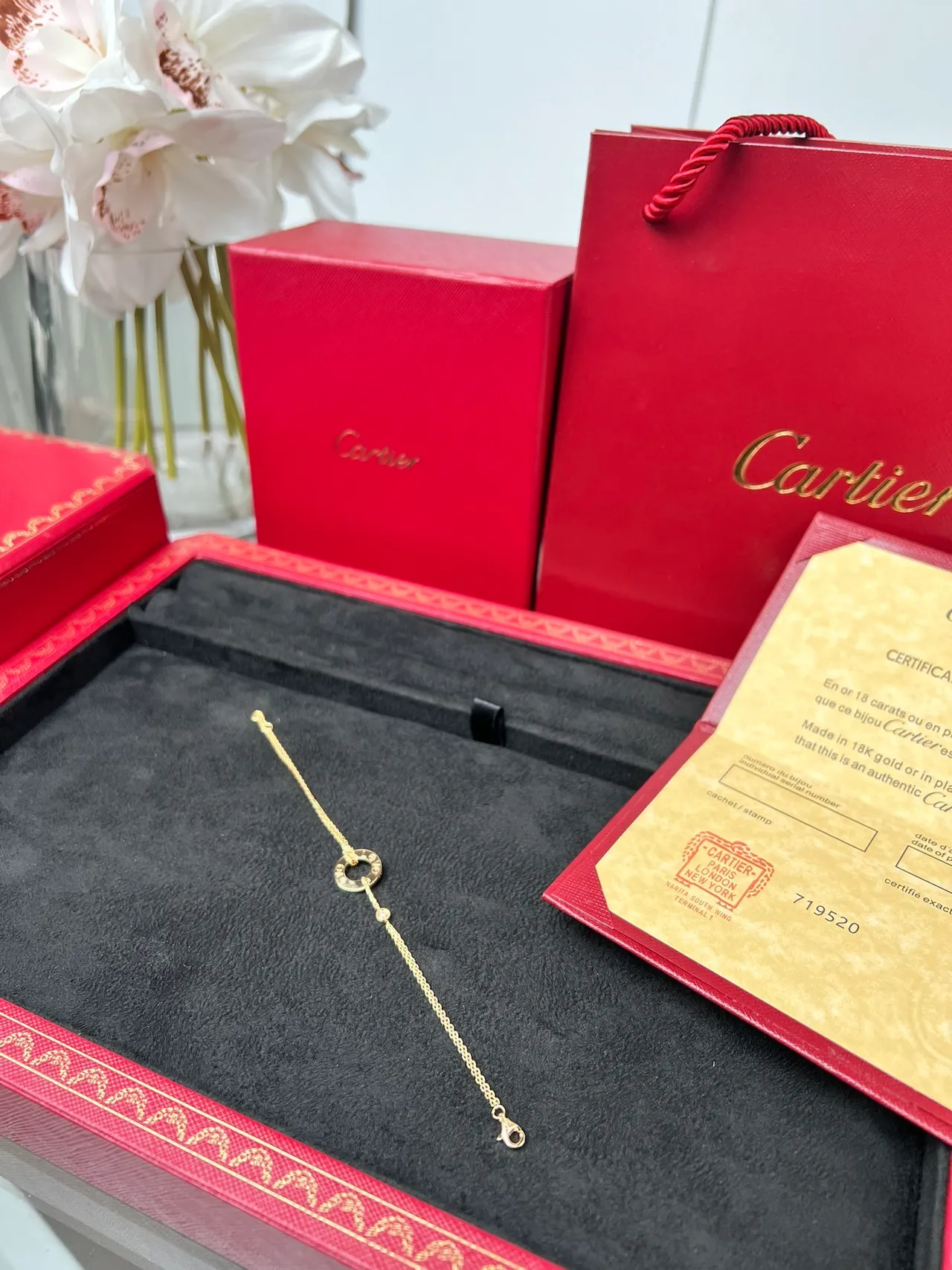 Cartier Juste un Clou Chaîne Or Noir Maillon Ouvert Motif Circulaire Bracelet 7