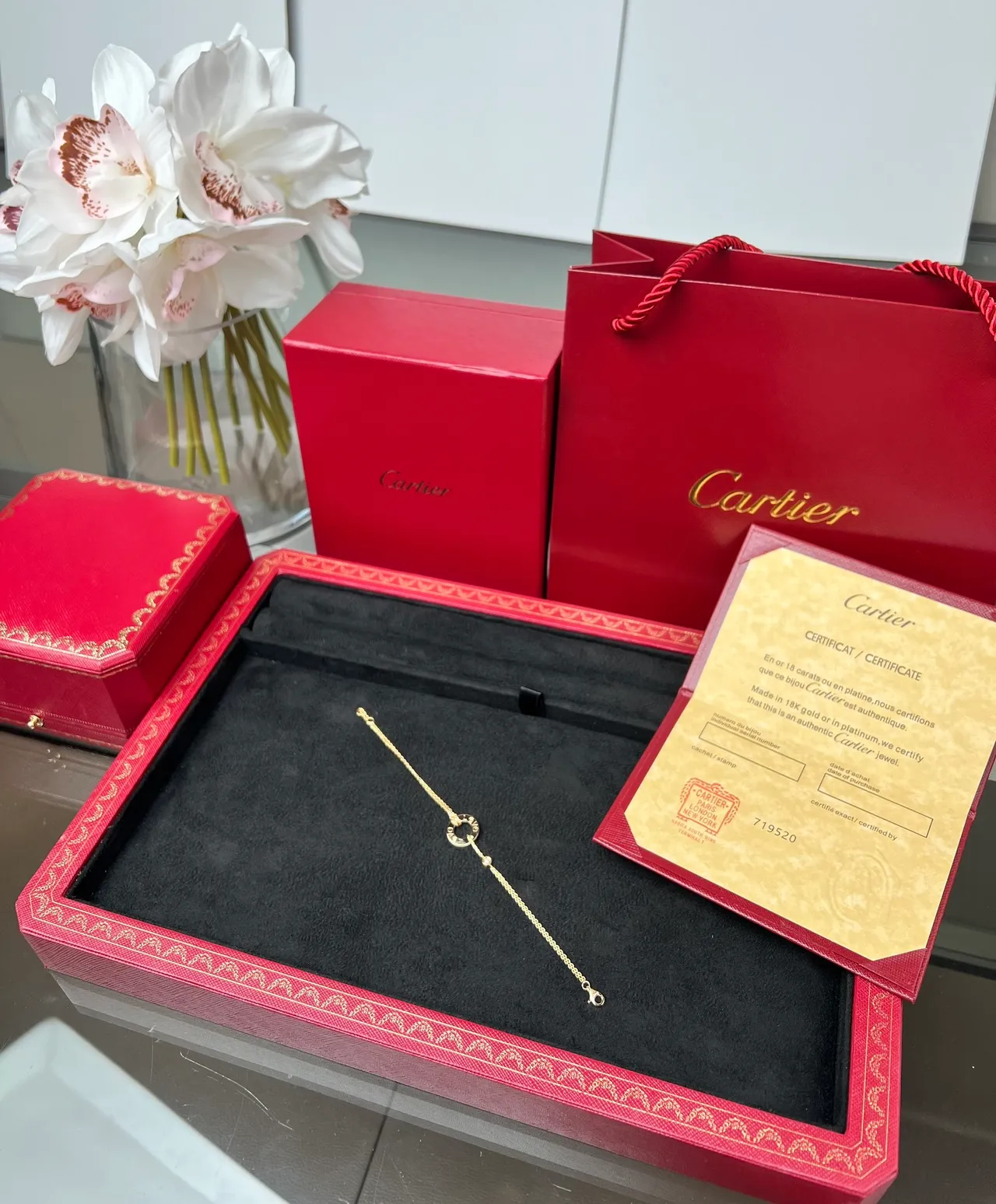 Cartier Juste un Clou Chaîne Or Noir Maillon Ouvert Motif Circulaire Bracelet 8